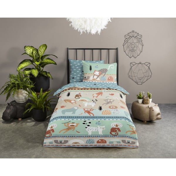 Vienguļamā kokvilnas bērnu gultas veļa 140x220 cm Play – Good Morning-image-1