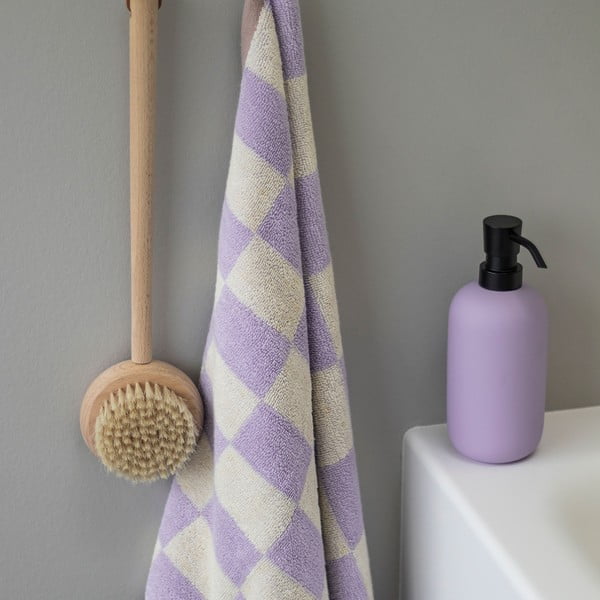 Gaiši dzeltens/violets organiskās kokvilnas vannas dvielis 70x133 cm Retro – Mette Ditmer Denmark-image-3