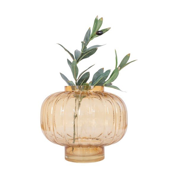 Gaiši dzeltena stikla rokām darināta vāze – House Nordic-image-1