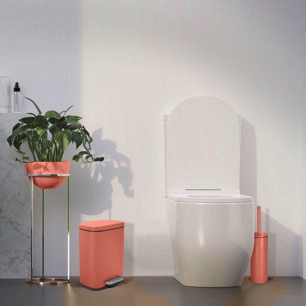 Terakotas oranža tērauda atkritumu tvertne ar pedāli 5 l   Akira – Spirella-image-1