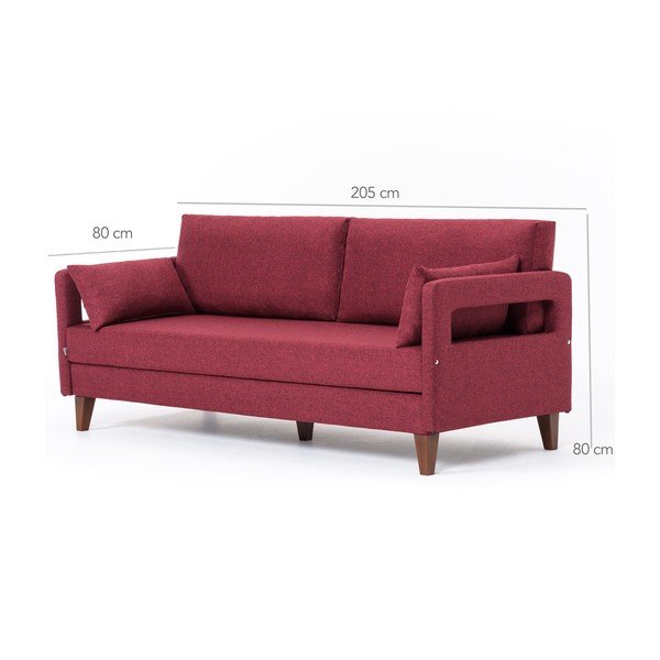 Bordo sarkans izvelkamais dīvāns Balcab Home Hannah-image-1