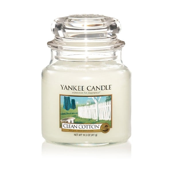 Aromatizēta svece Yankee Candle Pure Cotton, degšanas laiks 65 - 90 stundas