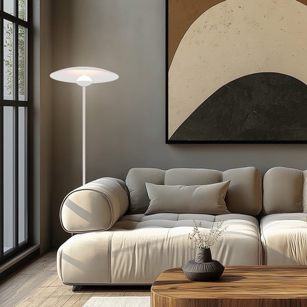 Balta LED stāvlampa ar metāla abažūru (augstums 140 cm) Lund – Candellux Lighting-image-1