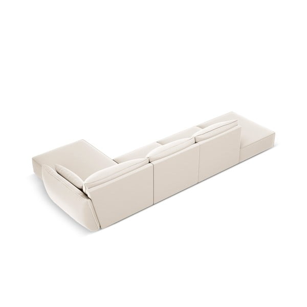 Bēšs samta stūra dīvāns (ar labo stūri/ar zvilni) Vanda – Mazzini Sofas-image-3