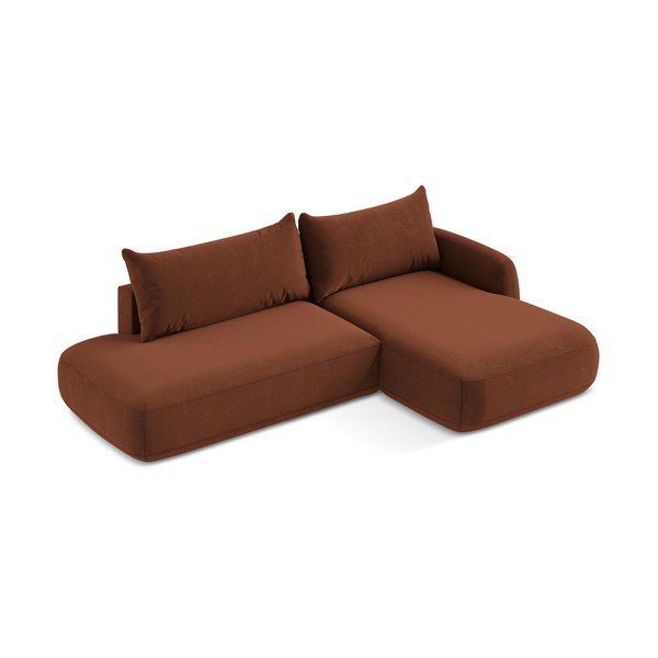 Terakotas oranžs salokāms stūra dīvāns (ar labo stūri/ar zvilni) Hale – Makamii-image-2