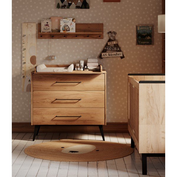 Dabīga toņa pārtinamais galds ar dižskābarža koka imitāciju Retro – Pinio-image-1