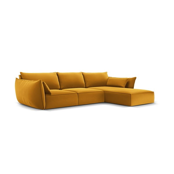 Sinepju dzeltens samta stūra dīvāns (ar labo stūri/ar zvilni) Vanda – Mazzini Sofas-image-2