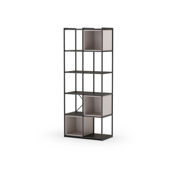 Melns/krēmkrāsas grāmatplaukts 71x179 cm Anya – Marckeric-image-3