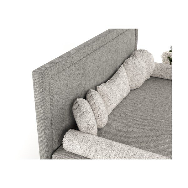 Pelēka polsterēta vienvietīga gulta 100x200 cm Scala – Maison de Rêve-image-1