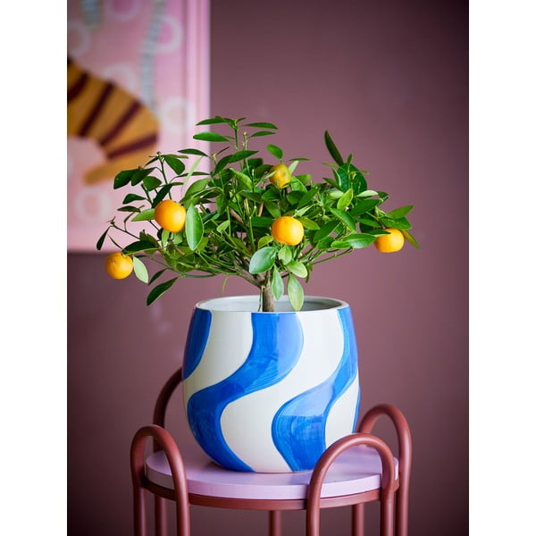 Akmensmasas ar rokām apgleznots puķu poda apvalks ø 20,5 cm Romy – Bloomingville-image-2