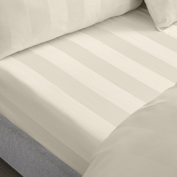 Krēmkrāsas satīna palags ar gumiju 150x200 cm So Soft Satin Stripe – Catherine Lansfield-image-1