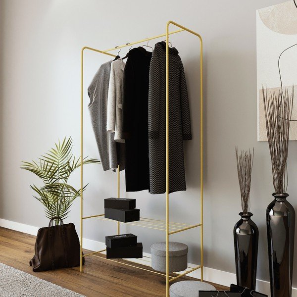 Zelta krāsas metāla drēbju pakaramais statīvs Frankenthal – Kalune Design-image-1