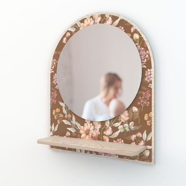 Sienas spogulis ar plauktu ø 35 cm Autumn Meadow – Dekornik
