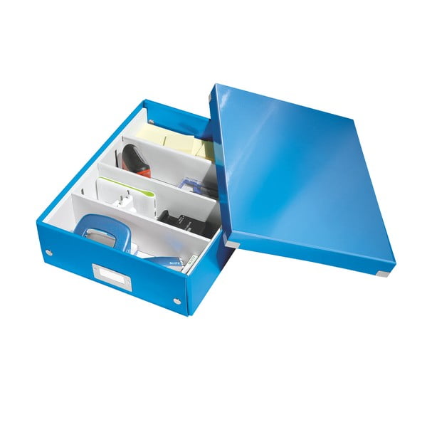 Zila kartona uzglabāšanas kaste ar vāku 28x37x10 cm Click&Store – Leitz