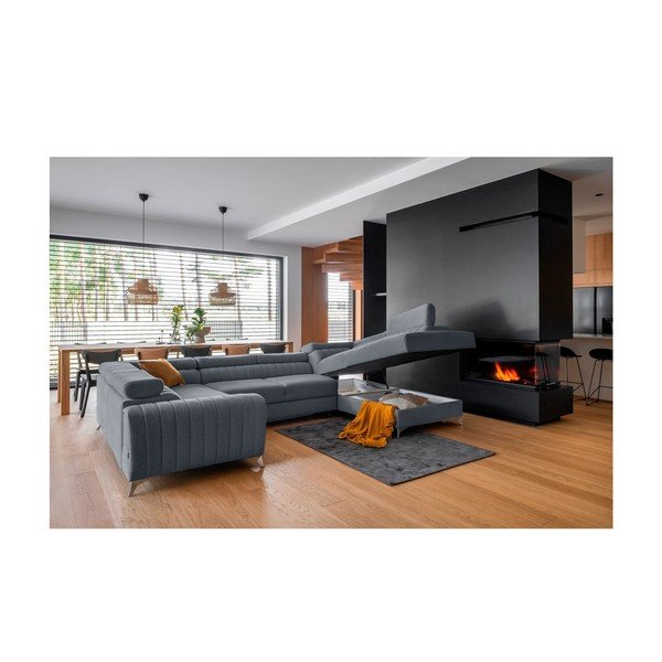 Zils salokāms/ar uzglabāšanas vietu stūra dīvāns (ar labo stūri/U veida) Louis – ELTAP-image-2