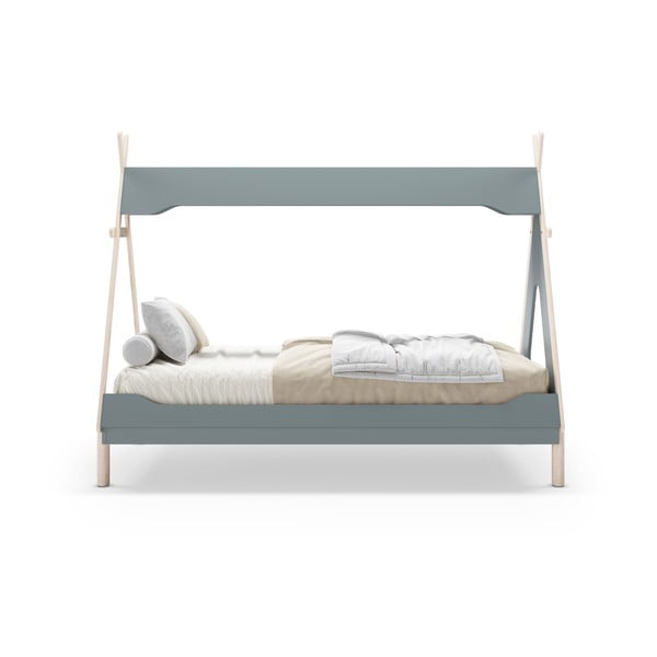 Zaļganzila priedes masīvkoka bērnu gulta mājas formā 90x190 cm Nora – Marckeric-image-4