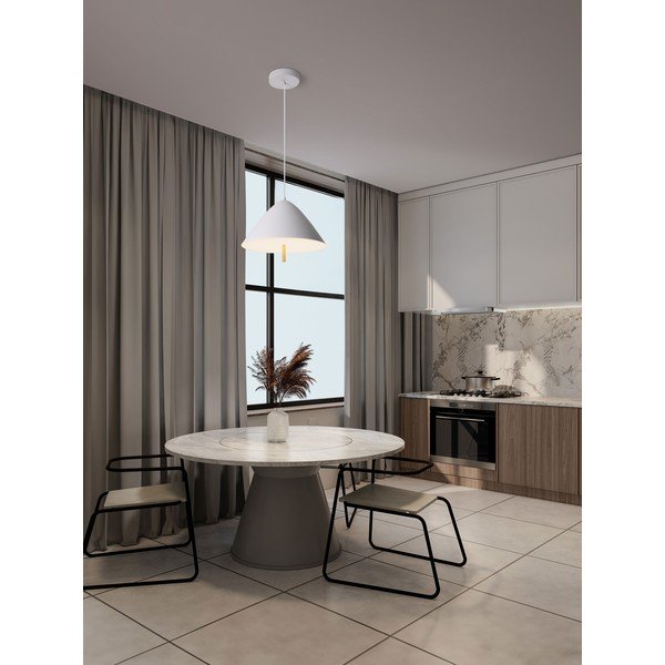 Balta metāla LED piekaramā lampa ar metāla abažūru ø 40 cm Oros – Nova Luce-image-2