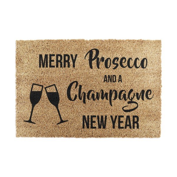 Kokosšķiedras kājslauķis ar Ziemassvētku motīvu 40x60 cm Champagne New Year – Artsy Doormats