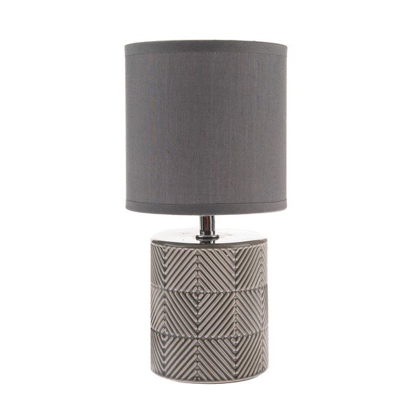 Pelēka galda lampa ar auduma abažūru (augstums 27 cm) – Dakls