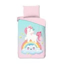 Rozā/tirkīzzila vienguļamā kokvilnas bērnu gultas veļa 140x200 cm Sweety – Good Morning