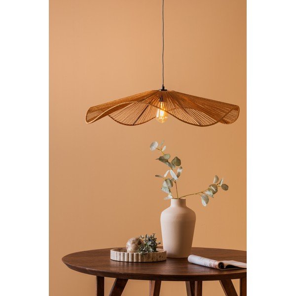 Dabīga toņa metāla piekaramā lampa ar papīra auklas abažūru ø 80 cm Sombra – Leitmotiv-image-3