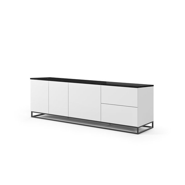 Matēti balta TV kumode ar melnu marmora virsmu TemaHome Join, 200 x 65 cm-image-2