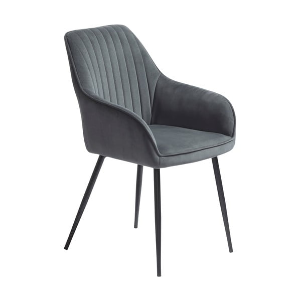 Pelēki polsterēti ēdamistabas krēsli ar roku balstiem (2 gab.) Nolan Stripe – Unique Furniture