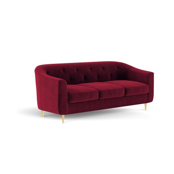 Sarkans samta dīvāns Kooko Home Corde, 175 cm-image-4