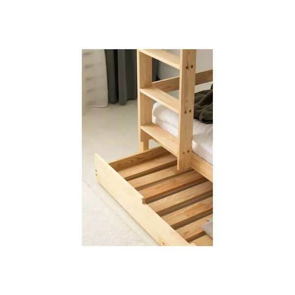 Dabīga toņa divstāvu/izvelkama bērnu gulta ar veļas kasti un redelēm 90x200 cm CLPBN – Adeko-image-3