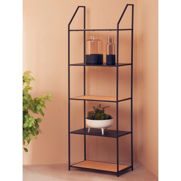 Melns/dabīga toņa metāla plaukts 61x179x34 cm Depok – Premier Housewares-image-2