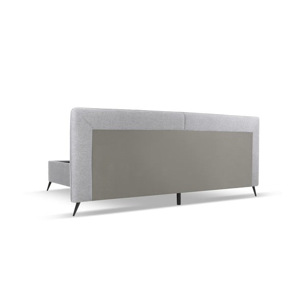 Pelēka polsterēta divvietīga gulta ar veļas kasti un režģi 180x200 cm Walter – Milo Casa-image-3