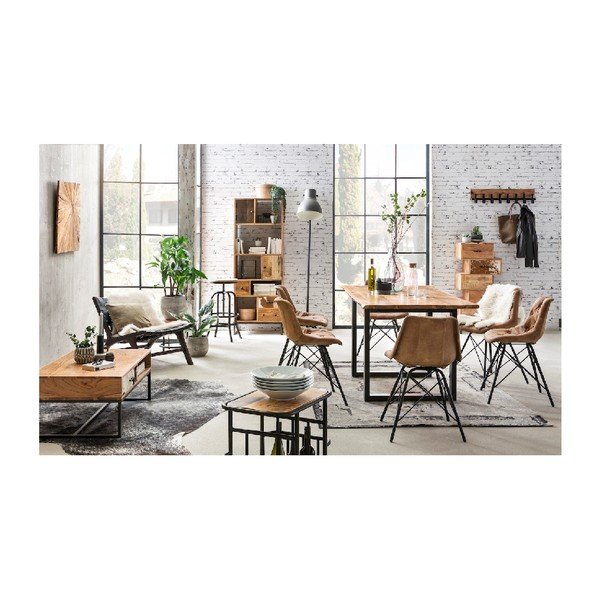 Mango koka servēšanas ratiņi ar metāla konstrukciju WOOX LIVING Industrial-image-2