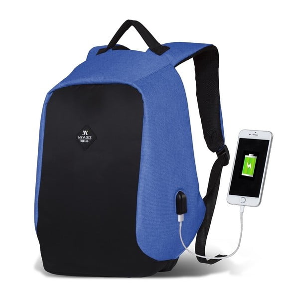 Melna/zila mugursoma ar USB portu My Valice SECRET Smart Bag