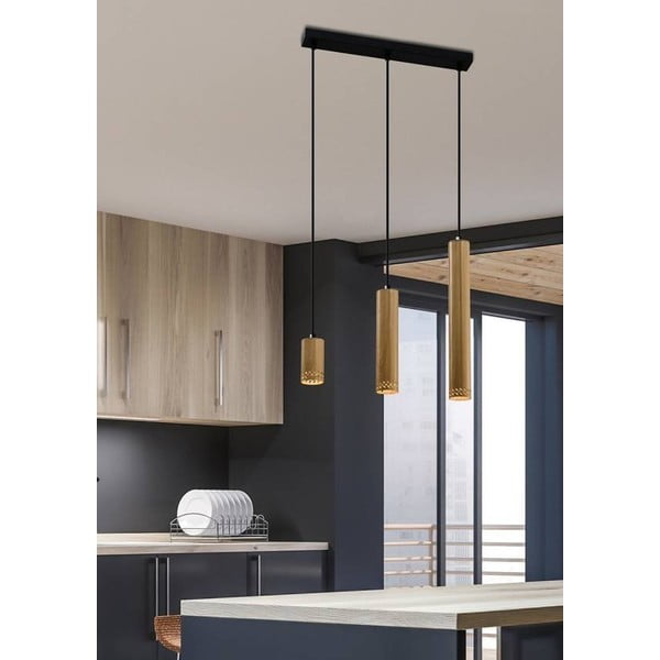 Piekaramā lampa ar metāla abažūru melnā un zelta krāsā 6x46 cm Tubo – Candellux Lighting-image-1