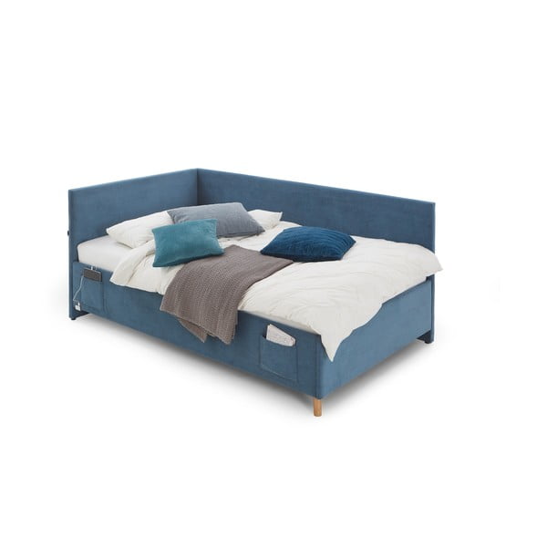 Zila polsterēta stūra bērnu gulta bez režģa 90x200 cm Cool – Meise Möbel-image-3