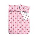 Balta/rozā divguļamā gultas veļa 230x220 cm Disco Cherries Stripes – Catherine Lansfield