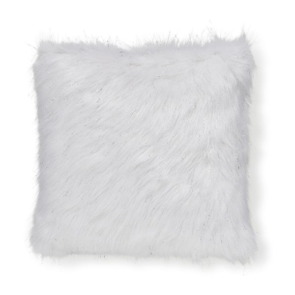 Balts mākslīgās kažokādas pārvalks Catherine Lansfield Metallic Fur, 45 x 45 cm