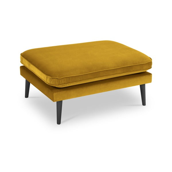 Dzeltens samta kāju soliņš ar melnām kājām Kooko Home Lento-image-2