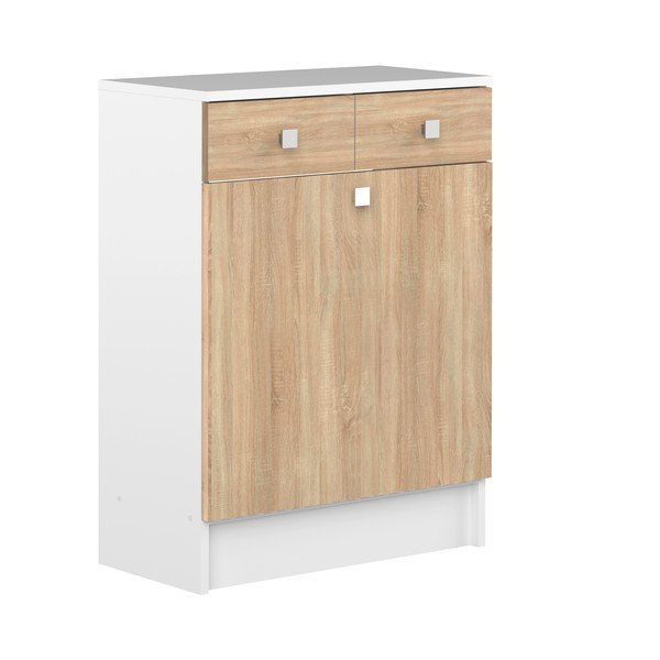 Balts vannasistabas skapītis ozolkoka krāsā 60x82 cm Combi - TemaHome -image-2
