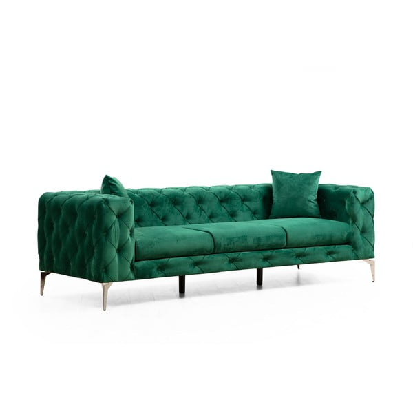 Tumši zaļš samta dīvāns 237 cm Como – Artie