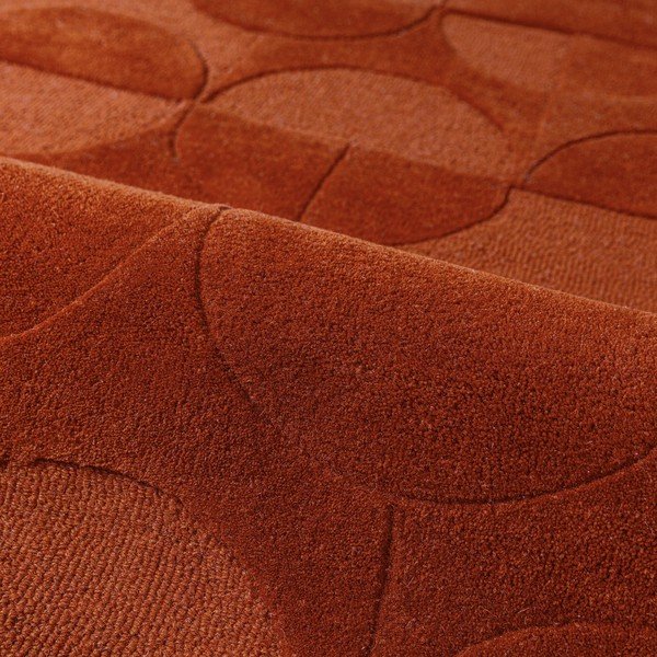 Terakotas oranžs ar rokām darināts vilnas apaļš paklājs ø 160 cm Gigi – Flair Rugs-image-2