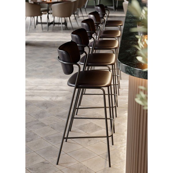 Melns mākslīgās ādas bāra krēsls DAN-FORM Denmark Zed, augstums 107 cm-image-1