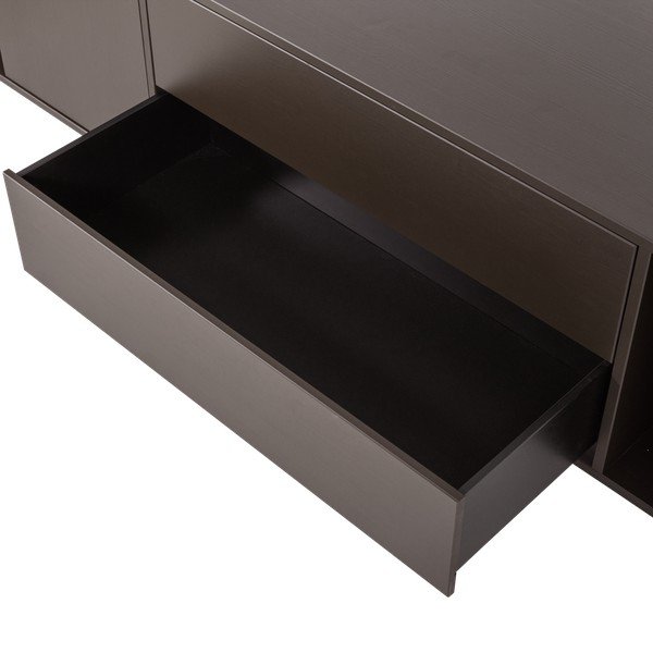 Tumši brūns priedes masīvkoka TV galdiņš 200x45x44 cm Settle Down – vtwonen-image-4