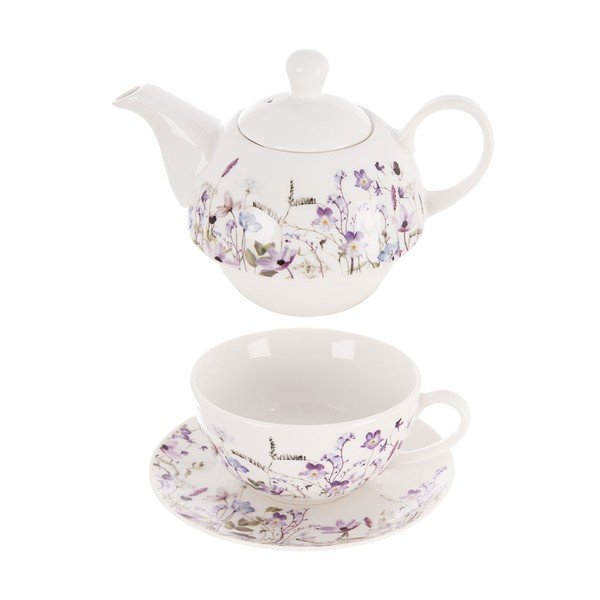 Balts/violets porcelāna tējas piederumu komplekts Louka – Orion-image-2
