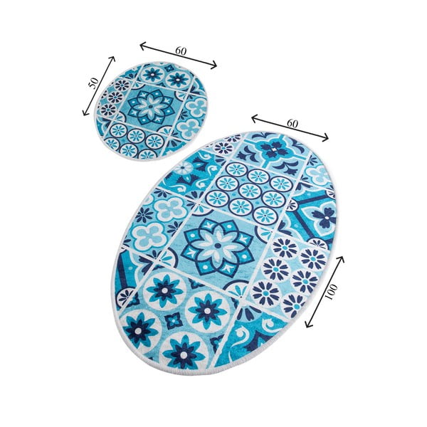 Zili vannas istabas paklājiņi (2 gab.) 60x100 cm Ceramic – Foutastic-image-3