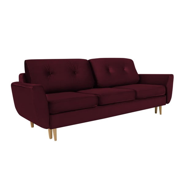 Bordo sarkans trīsvietīgs izlaižams dīvāns ar glabāšanas vietu Mazzini Sofas Silva