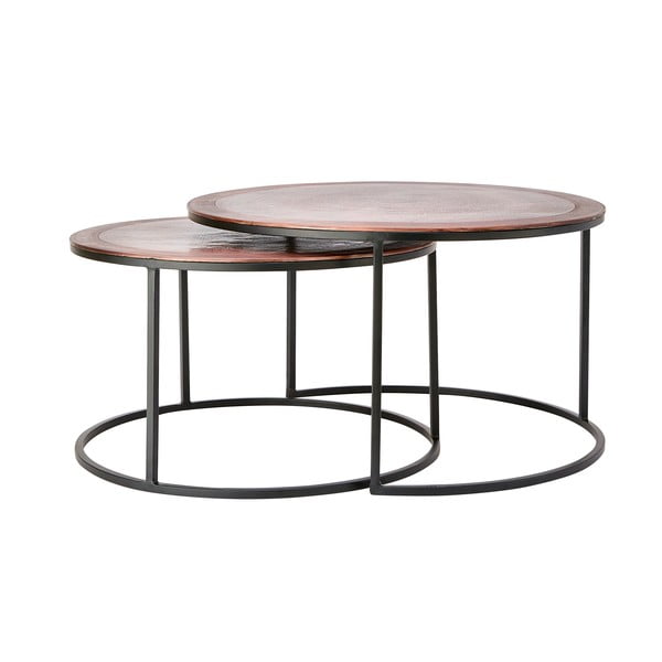 Metāla apaļi kafijas galdiņi vara krāsā (2 gab.) ø 75 cm Talca – Light & Living