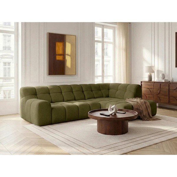Zaļš salokāms/su elektriniu sėdynės reguliavimu stūra dīvāns (ar kreiso stūri/L veida) Andre – Bobochic Paris-image-1