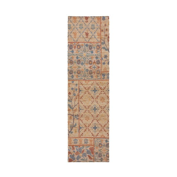 Dabīga toņa ar rokām darināts celiņa paklājs no džutas maisījuma 60x230 cm Taylor Patchwork – Flair Rugs