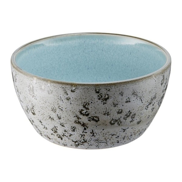 Pelēka māla keramikas bļoda ar gaiši zilas glazūras iekšpusi Bitz Mensa, diametrs 12 cm
